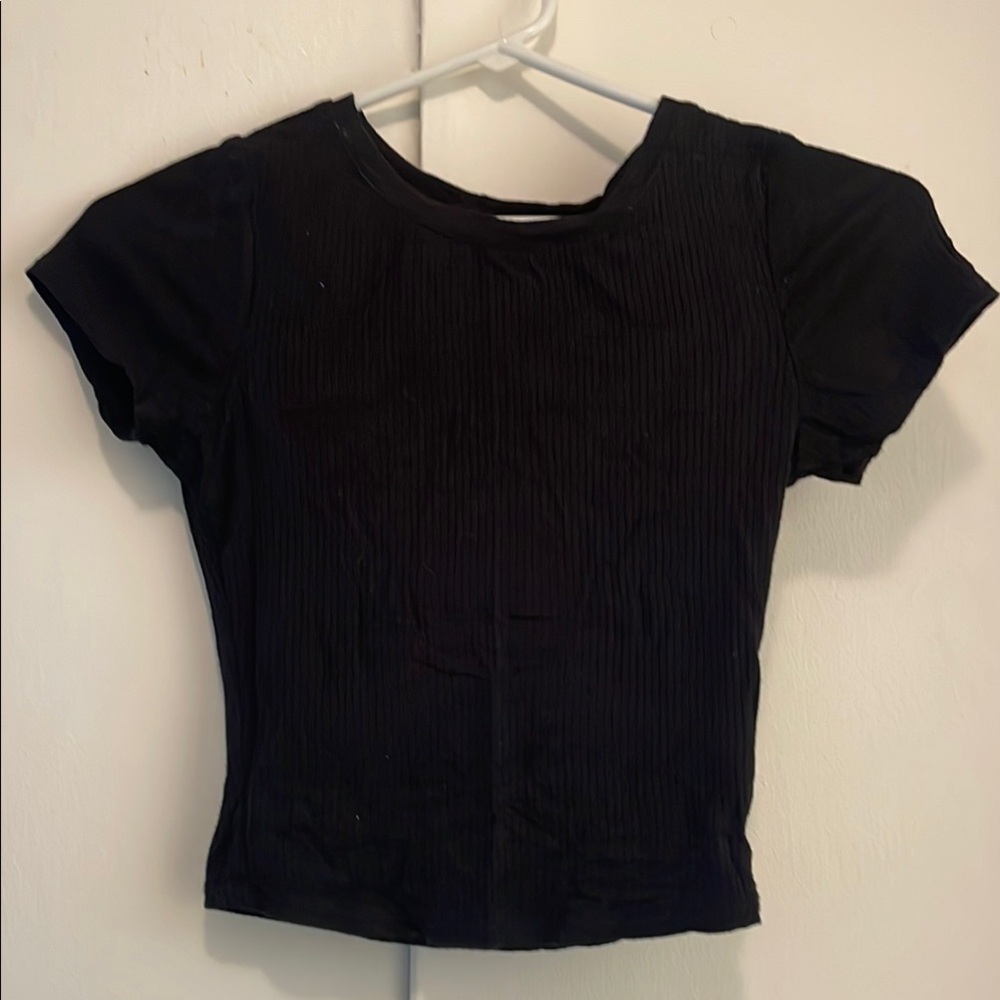 Classic Black Women's Ribbed Crop Top